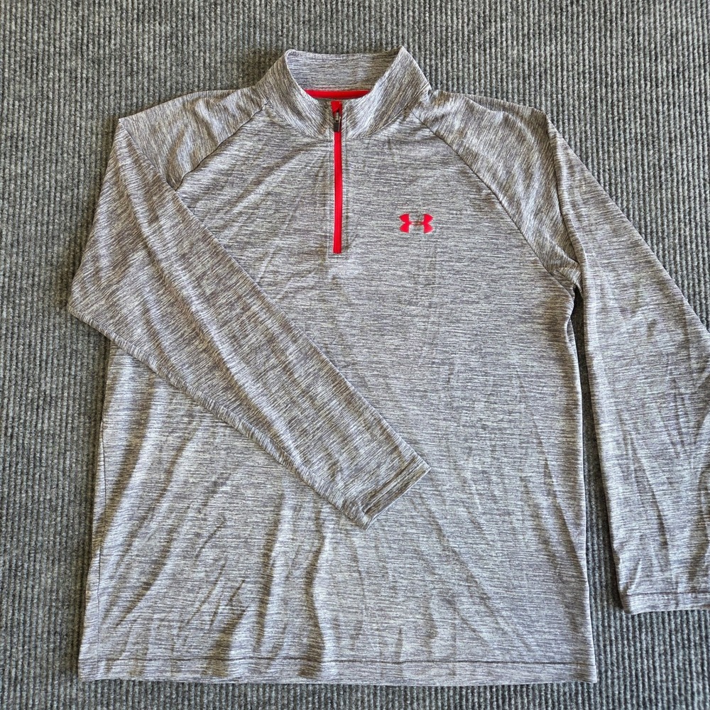 Under Armour HeatGear‎ Loose Fit Men's Gray 1/4 Zip Long Sleeve Shirt LG